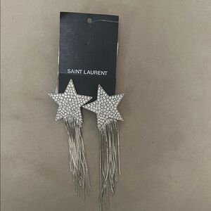 Saint Laurent Crystal Star Fringe Earrings